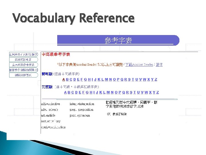 Vocabulary Reference 