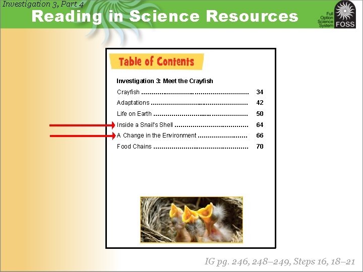 Investigation 3, Part 4 Reading in Science Resources Investigation 3: Meet the Crayfish ………….