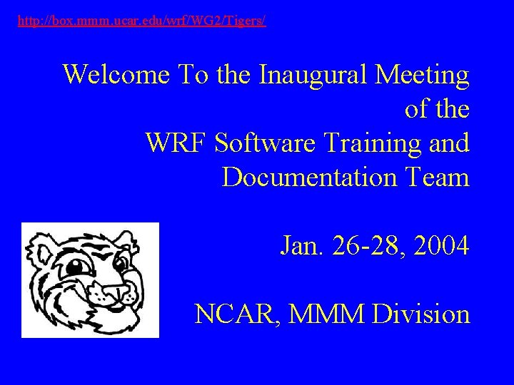 http: //box. mmm. ucar. edu/wrf/WG 2/Tigers/ Welcome To the Inaugural Meeting of the WRF