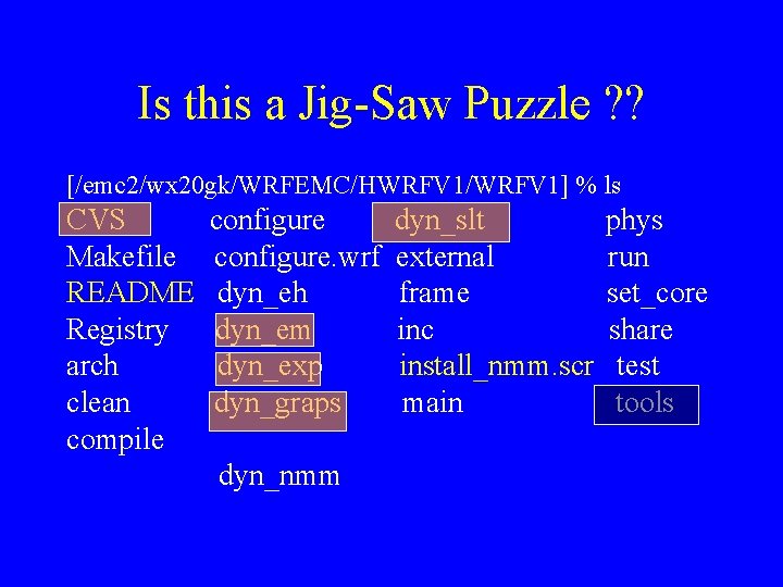 Is this a Jig-Saw Puzzle ? ? [/emc 2/wx 20 gk/WRFEMC/HWRFV 1/WRFV 1] %