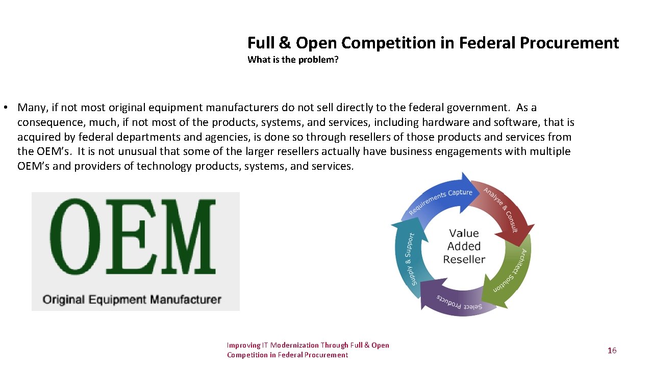Full & Open Competition in Federal Procurement What is the problem? • Many, if Full & Open Competition in Federal Procurement What is the problem? • Many, if
