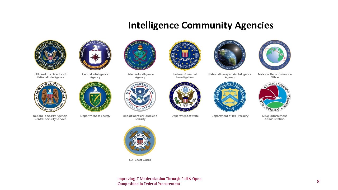 Intelligence Community Agencies Improving IT Modernization Through Full & Open Competition in Federal Procurement Intelligence Community Agencies Improving IT Modernization Through Full & Open Competition in Federal Procurement