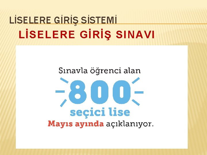 LİSELERE GİRİŞ SİSTEMİ LİSELERE GİRİŞ SINAVI 