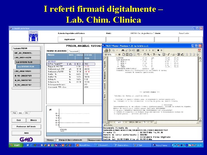 I referti firmati digitalmente – Lab. Chim. Clinica 