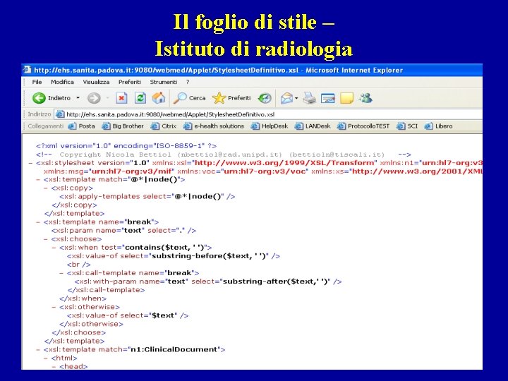 Il foglio di stile – Istituto di radiologia 
