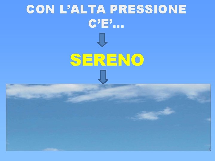 CON L’ALTA PRESSIONE C’E’… SERENO CON L’ALTA PRESSIONE C’E’… SERENO