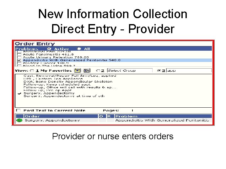 New Information Collection Direct Entry - Provider or nurse enters orders 