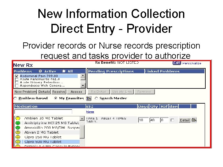 New Information Collection Direct Entry - Provider records or Nurse records prescription request and