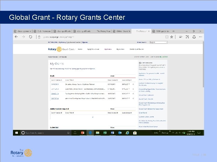 Global Grant - Rotary Grants Center TITLE | 39 