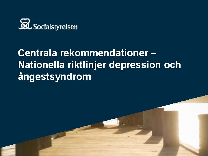 Centrala rekommendationer – Nationella riktlinjer depression och ångestsyndrom 