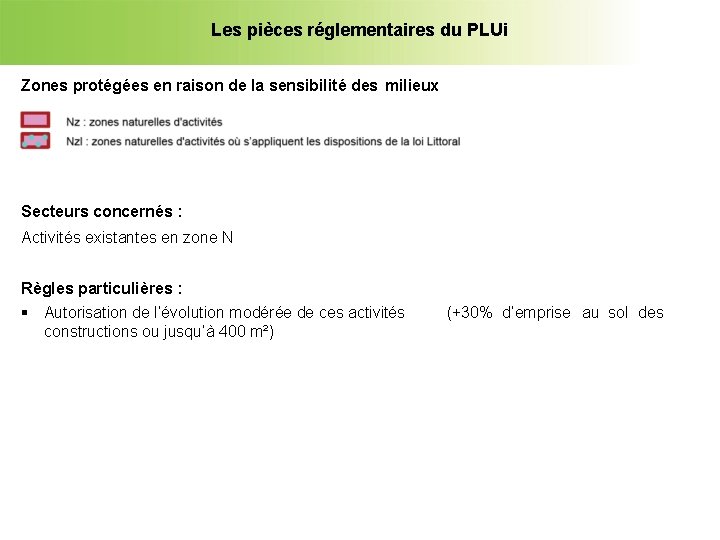 Les pièces réglementaires du PLUi Zones protégées en raison de la sensibilité des milieux