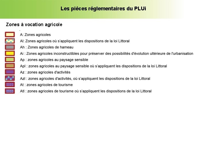 Les pièces réglementaires du PLUi Zones à vocation agricole 