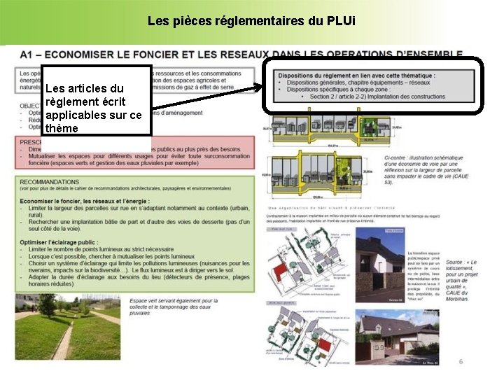 Les pièces réglementaires du PLUi Les articles du règlement écrit applicables sur ce thème