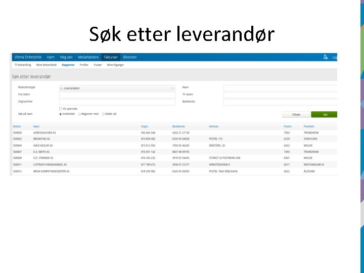 Søk etter leverandør 