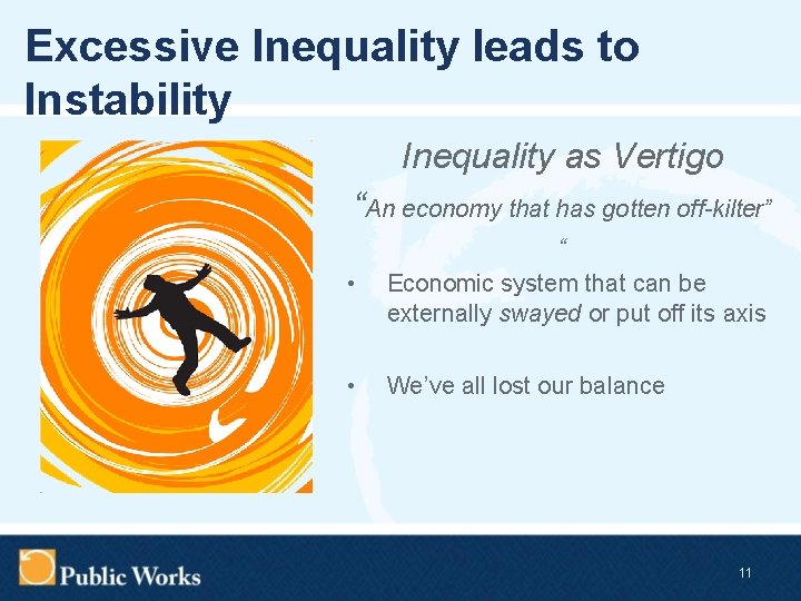 Excessive Inequality leads to Instability Inequality as Vertigo “An economy that has gotten off-kilter”