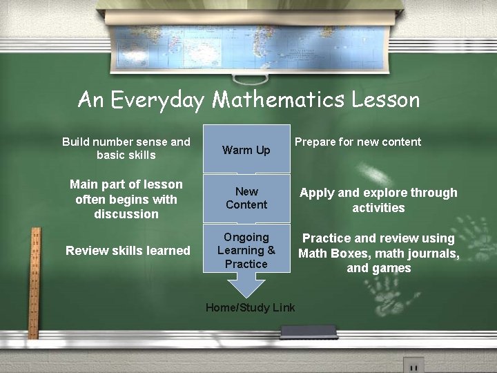 An Everyday Mathematics Lesson Build number sense and basic skills Warm Up Prepare for