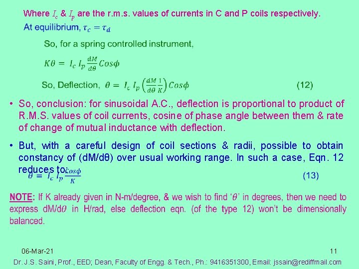 Where Ic & Ip are the r. m. s. values of currents in C