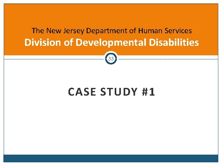 The New Jersey Department of Human Services Division of Developmental Disabilities 33 CASE STUDY