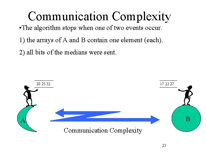 Communication Complexity • The algorithm stops when one of two events occur. 1) the