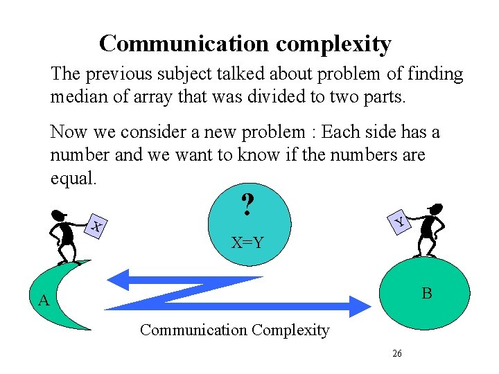 Communication complexity The previous subject talked about problem of finding median of array that