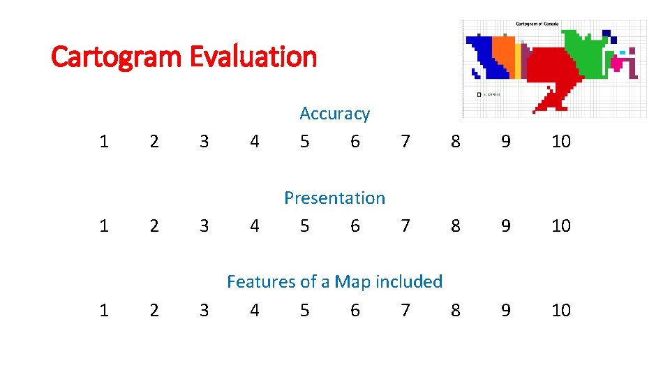 Cartogram Evaluation 1 1 1 2 3 4 4 Accuracy 5 6 7 8