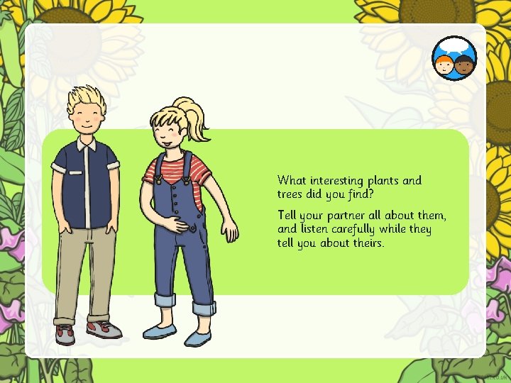 What interesting plants and trees did you find? Tell your partner all about them, What interesting plants and trees did you find? Tell your partner all about them,