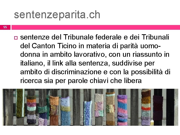 sentenzeparita. ch 55 sentenze del Tribunale federale e dei Tribunali del Canton Ticino in