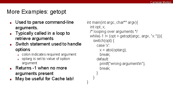 Carnegie Mellon 15 213 Recitation Learn to C