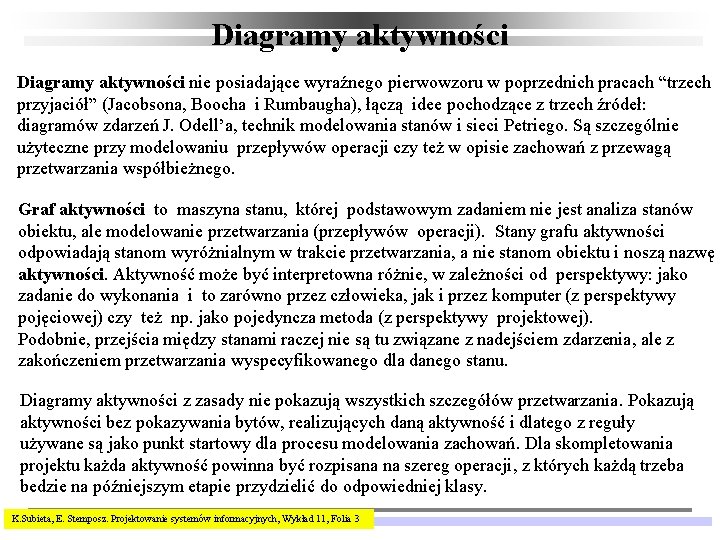 Diagramy aktywności nie posiadające wyraźnego pierwowzoru w poprzednich pracach “trzech przyjaciół” (Jacobsona, Boocha i