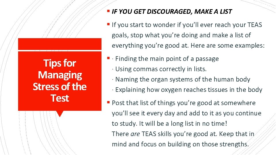 § IF YOU GET DISCOURAGED, MAKE A LIST § If you start to wonder