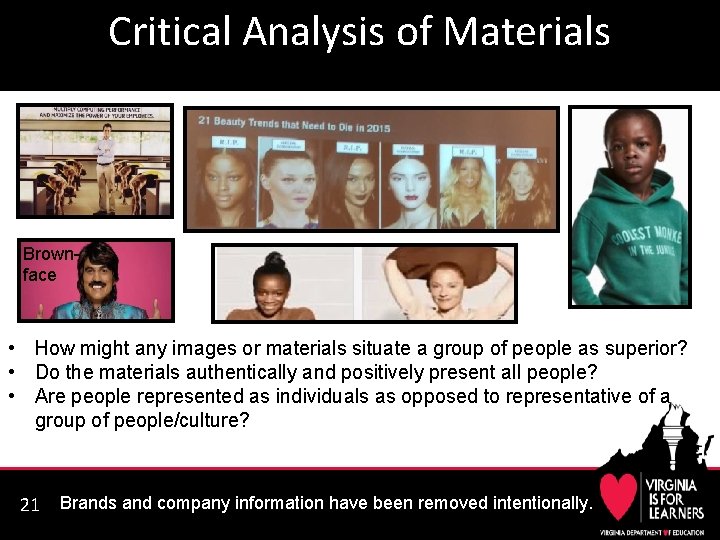 Critical Analysis of Materials Brownface • How might any images or materials situate a