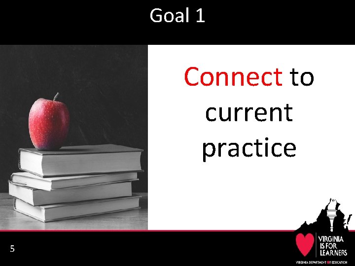 Goal 1 Connect to current practice 5 