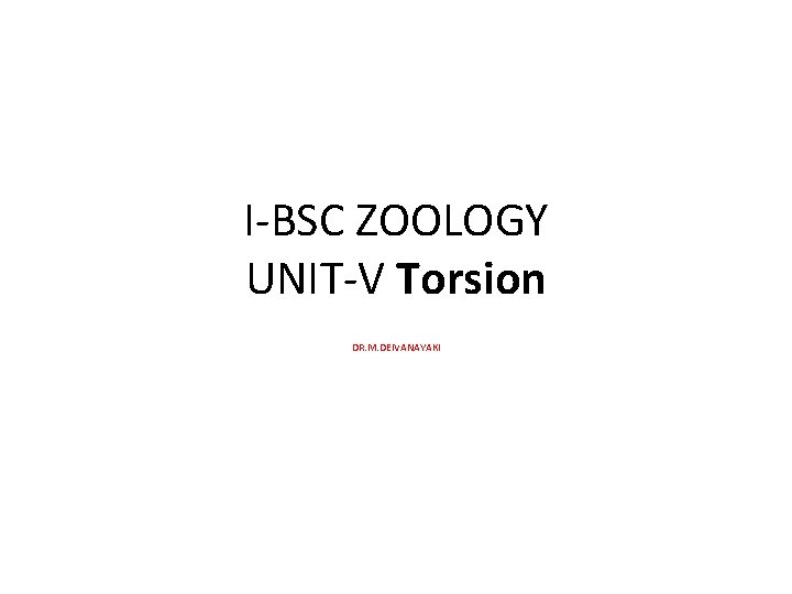 I BSC ZOOLOGY UNIT V Torsion DR. M. DEIVANAYAKI 