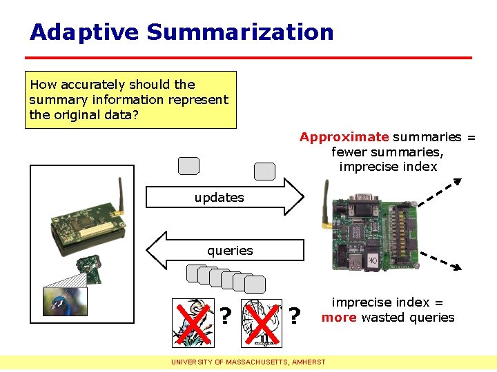 Adaptive Summarization How accurately should the summary information represent the original data? Approximate summaries