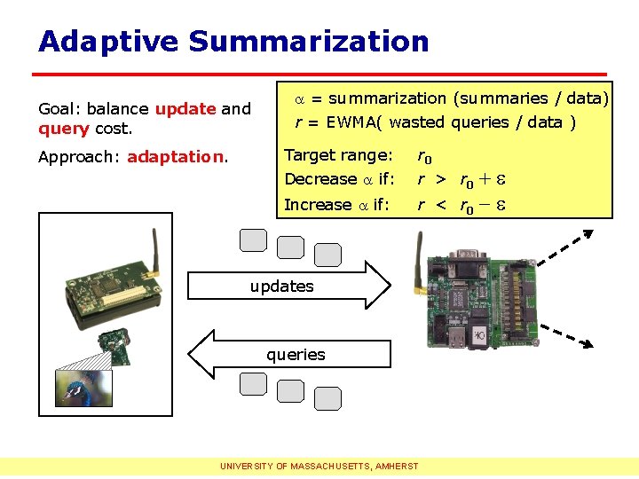 Adaptive Summarization Goal: balance update and query cost. Approach: adaptation. a = summarization (summaries