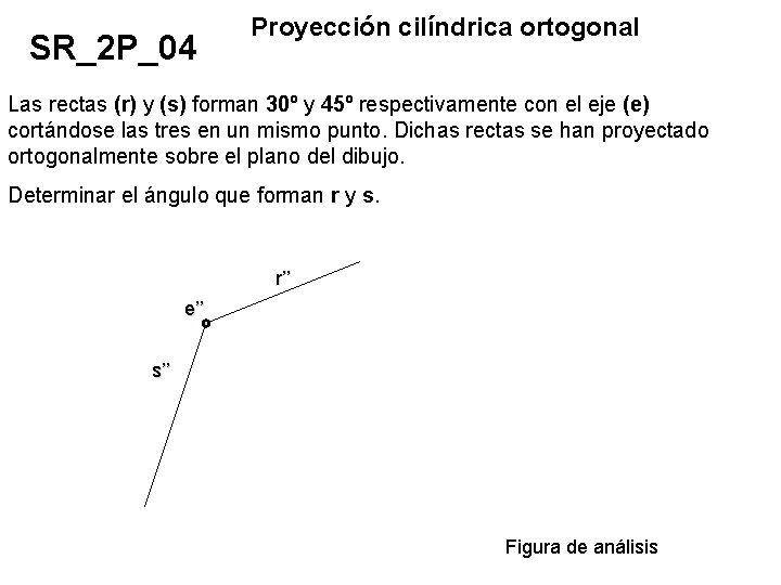 SR_2 P_04 Proyección cilíndrica ortogonal Las rectas (r) y (s) forman 30º y 45º