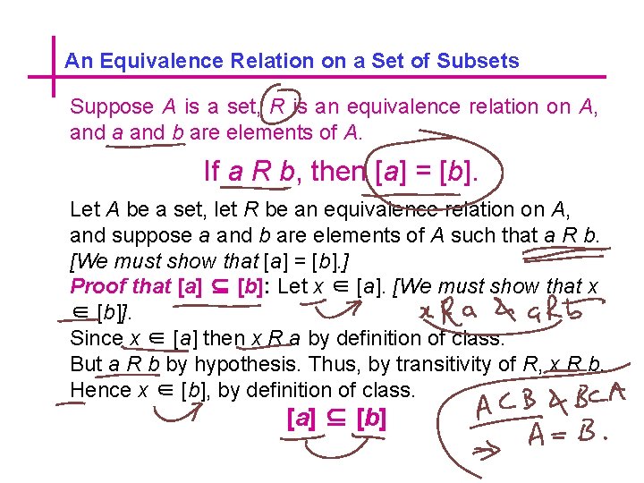 An Equivalence Relation on a Set of Subsets Suppose A is a set, R