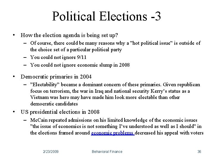 Political Elections -3 • How the election agenda is being set up? – Of Political Elections -3 • How the election agenda is being set up? – Of