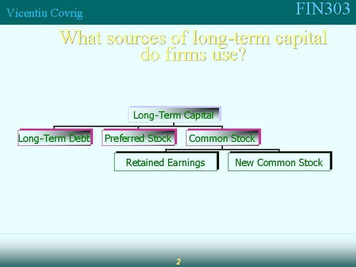 FIN 303 Vicentiu Covrig What sources of long-term capital do firms use? Long-Term Capital