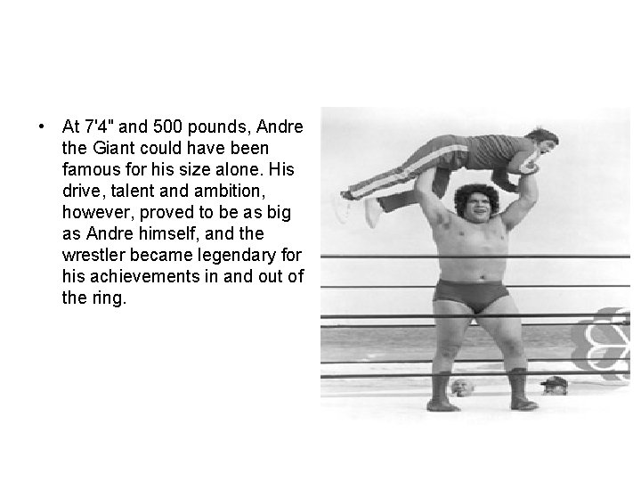  • At 7'4" and 500 pounds, Andre the Giant could have been famous