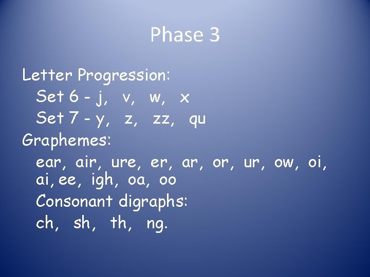 Phase 3 Letter Progression: Set 6 - j, v, w, x Set 7 - Phase 3 Letter Progression: Set 6 - j, v, w, x Set 7 -