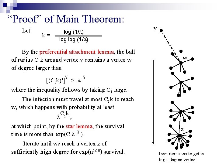 “Proof” of Main Theorem: Let k= log (1/ ) By the preferential attachment lemma, “Proof” of Main Theorem: Let k= log (1/ ) By the preferential attachment lemma,