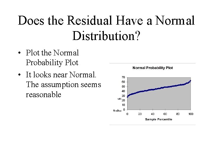 Does the Residual Have a Normal Distribution? • Plot the Normal Probability Plot •