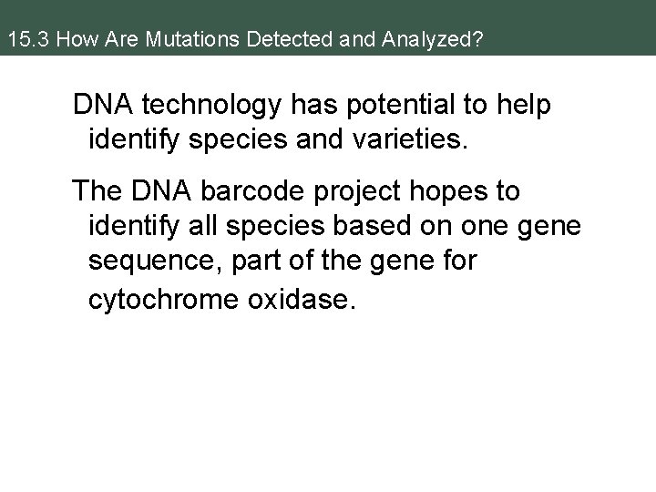 15. 3 How Are Mutations Detected and Analyzed? DNA technology has potential to help