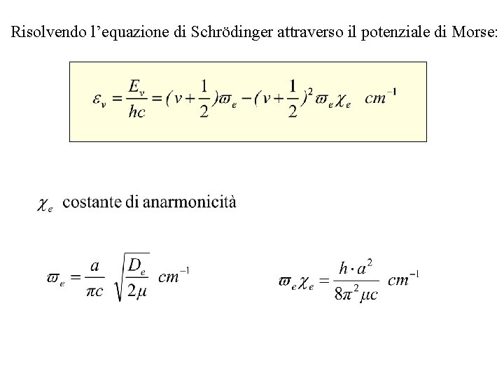 Risolvendo l’equazione di Schrödinger attraverso il potenziale di Morse: 