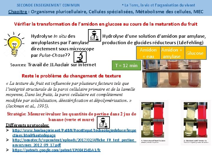 SECONDE ENSEIGNEMENT COMMUN ▪ La Terre, la vie et l’organisation du vivant Chapitre :