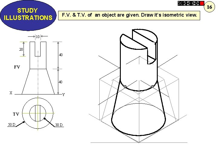 STUDY Z ILLUSTRATIONS 16 F. V. & T. V. of an object are given.