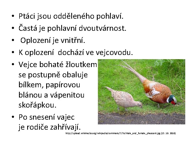 Ptáci jsou odděleného pohlaví. Častá je pohlavní dvoutvárnost. Oplození je vnitřní. K oplození dochází