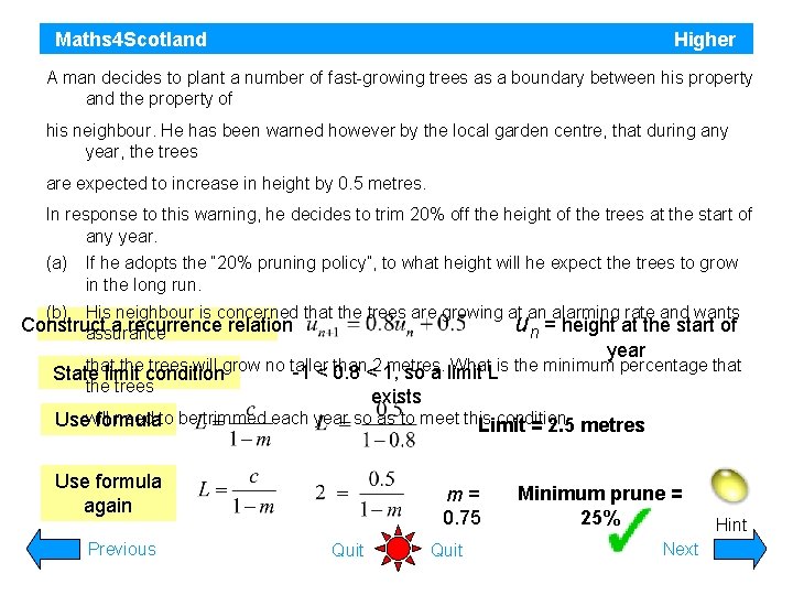 Maths 4 Scotland Higher A man decides to plant a number of fast-growing trees