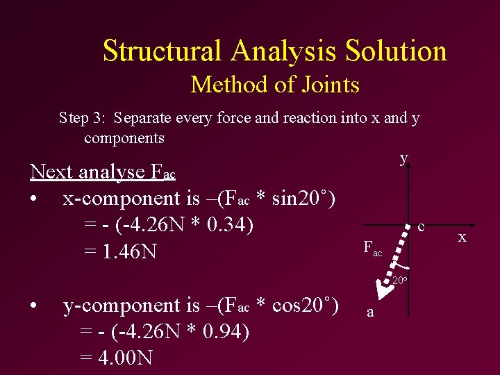 Structural Analysis Solution Method of Joints Step 3: Separate every force and reaction into